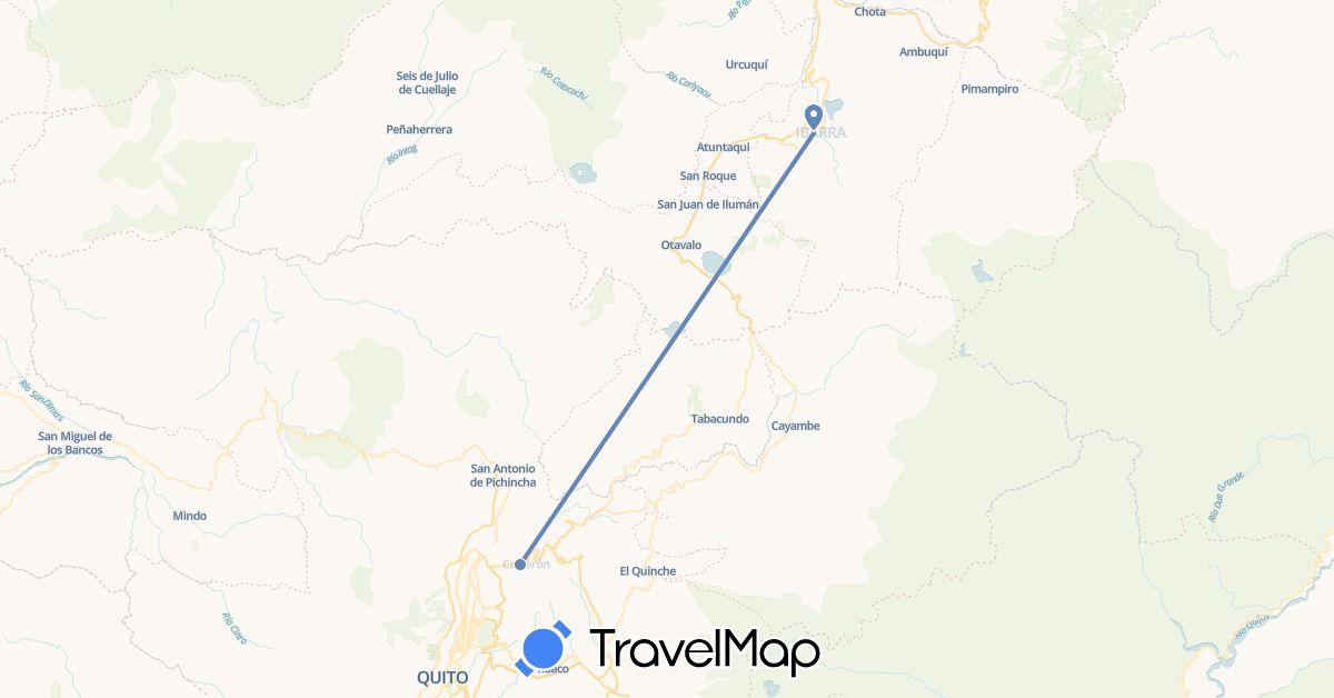 TravelMap itinerary: driving, cycling in Ecuador (South America)